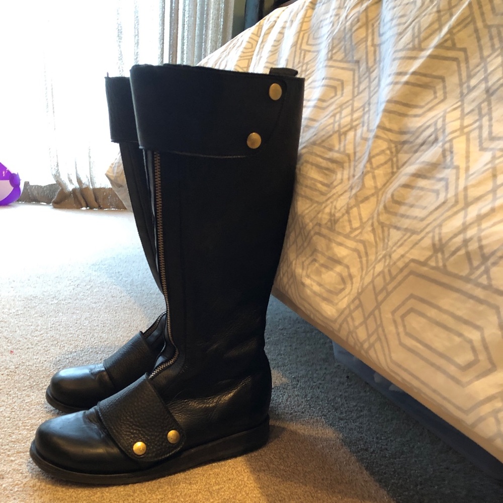 Calleen Cordero Black Leather Knee High Boots